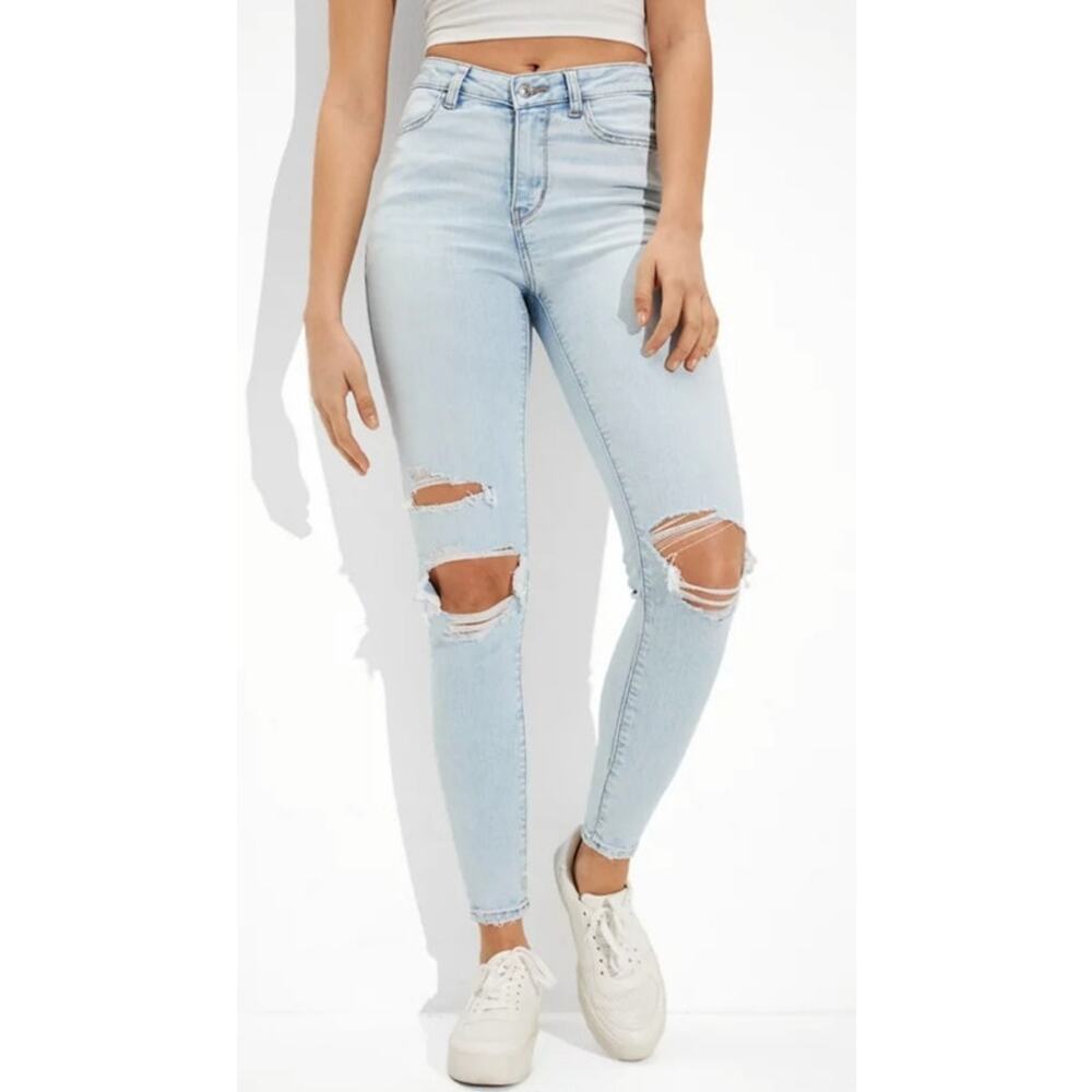 American Eagle 360 Super Stretch Ripped Jeggings Sz 10R